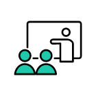 講義を行う人物と生徒のアイコン